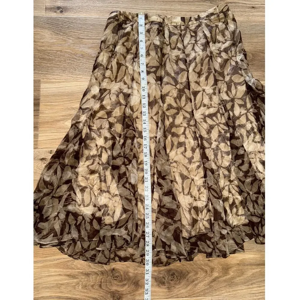 Lafayette 148 New York brown floral 100% silk skirt - size 10